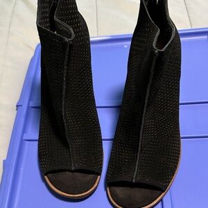 Lucky Brand Black Peep-Toe Heeled Boots